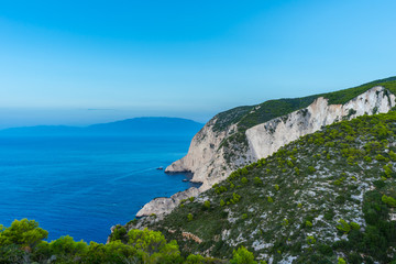 Fototapeta na wymiar Greece, Zakynthos, Beautiful mountains and cliff nature landscape at the ocean in twilight