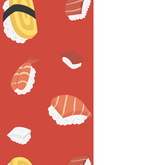 Nagiri sushi seamless pattern set