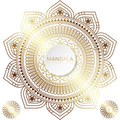 Vector round circle. Mandala style. Decorative element with gold.