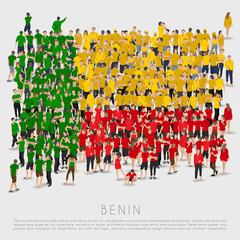 Naklejka premium Crowd of people in shape of Benin flag : Vector Illustration