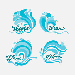 Fototapeta na wymiar set of waves, sea Components design, silhouette waves