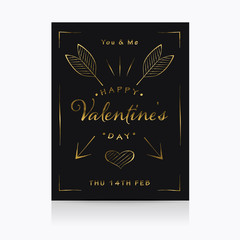 Valentine's day greeting flyer template. Vector illustration.