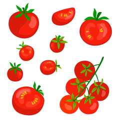 vector tomato red vegetables set vegetarian food cartton  simle pattern for your design 