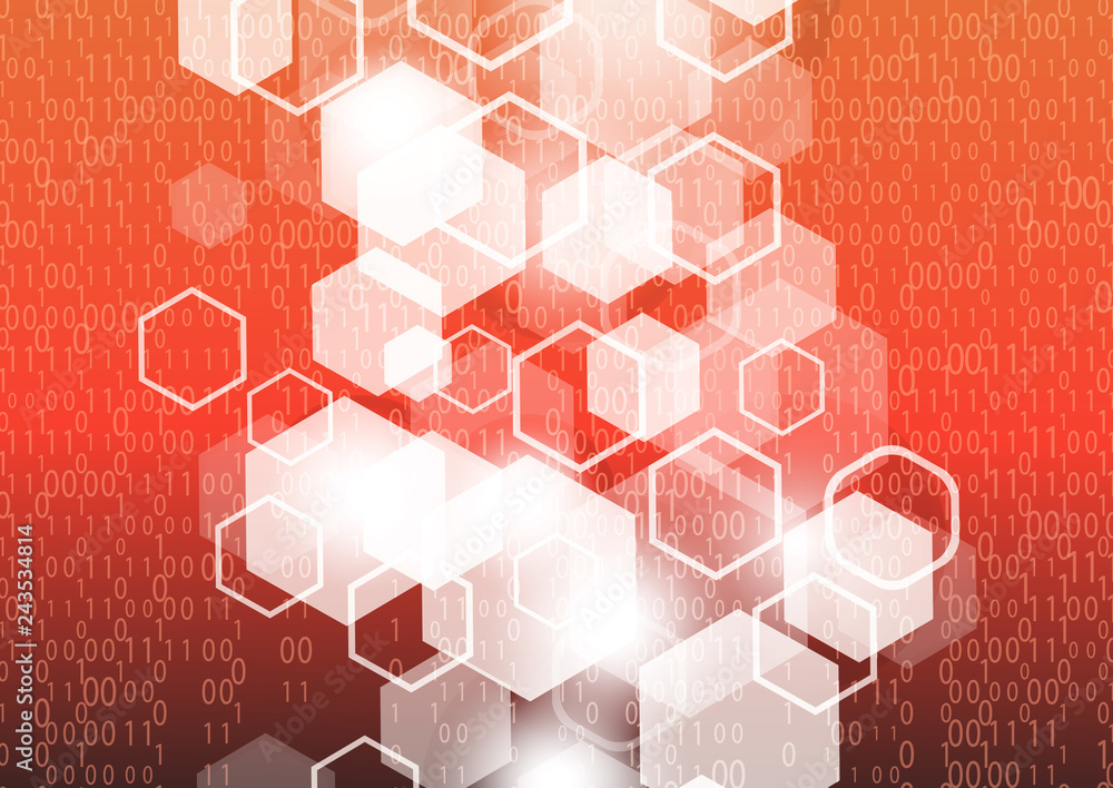 Poster blurred abstract background. design of hexagons, numbers, numbers, code. background with concept of 