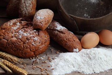 Still life with homemade bread