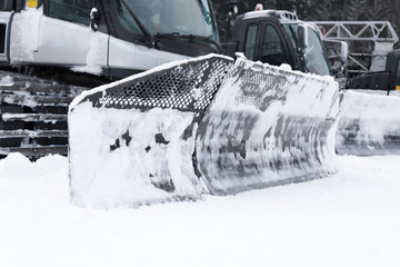 Heavy equipment for snow removal outdoors. Winter work