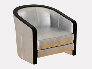 Gray leather armchair on a white background 3d rendering