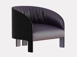 Purple armchair with folds on a white background 3d rendering