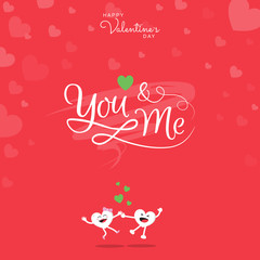 Fototapeta na wymiar Happy Valentine's greeting card with handwritten calligraphy 