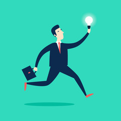 Businessman have ideas. Flat style vector illustration.