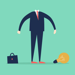 Businessman no ideas. Flat style vector illustration.