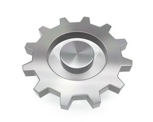 3d brushed metal gear icon