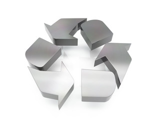 3d brushed metal recycling symbol