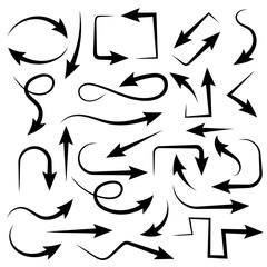 Black arrows. Set of bent icons