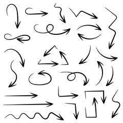 Black arrows. Set of hand drawn icons