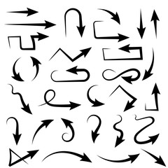 Black arrows. Set of bent icons