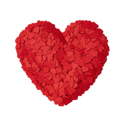 Plakat big red heart made of confetti. Isolated.