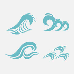 Fototapeta na wymiar set of waves, elements for design, surfing and splashing