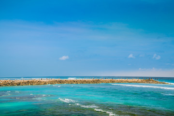 Beaut Sky Clouds. Beach Background. Clear Tropical Beach.