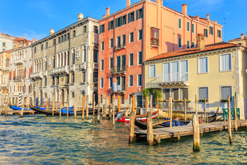 Obraz premium Venice piers for gondolas in the Grand Canal, Italy