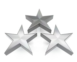 Obraz premium 3d brushed metal triple star icon
