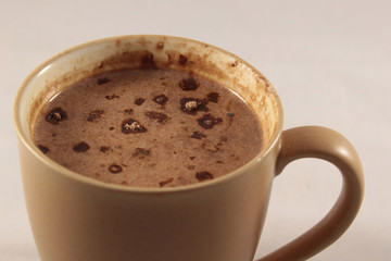 Cup of cappuccino on white background