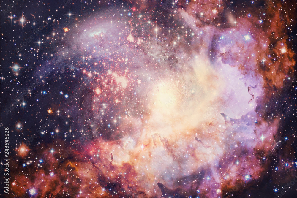 Sticker abstract artistic multicolored bright nebula galaxy in deep space artwork background