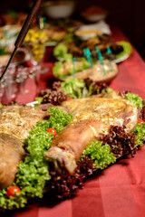 Ukrainian Cossack table in samovars and baking on a wedding