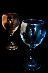 Empty wine glass on a black background