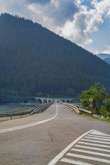 Naklejka premium Crossing asphalt road on bridge