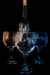 Empty wine glass on a black background