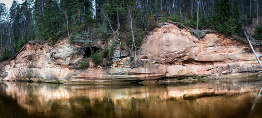 waterfall in the park Sigulda, Latvia, Gauja river