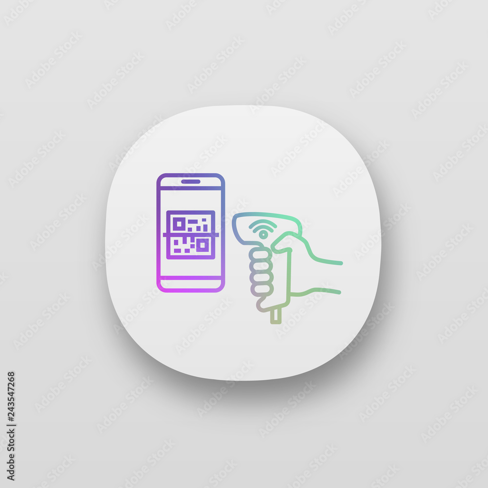 Poster payment qr with code scanner scanning phone screen app icon