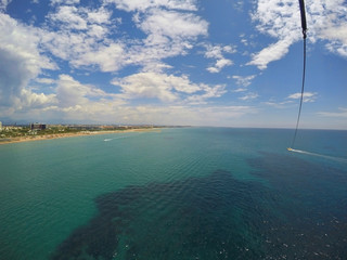 Aerial view during parasailing