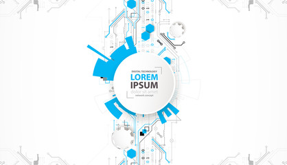 Abstract technology concept. Circuit board, high computer color background. Vector illustration