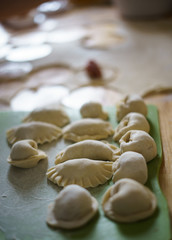 Homemade dumplings and khinkali