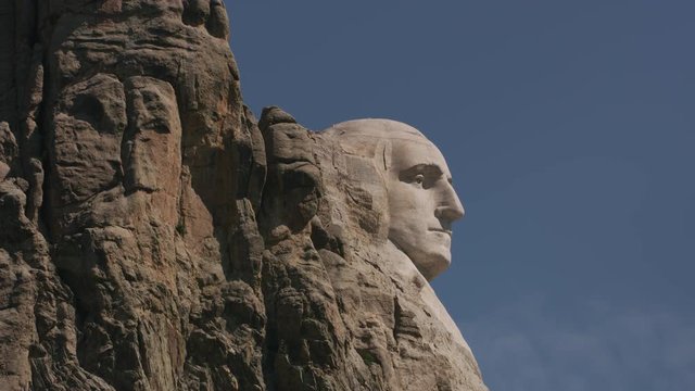 Close up of George Washington at Mount Rushmore National Memorial, South Dakota