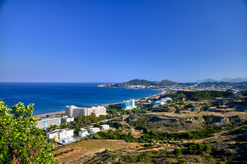 The view from the viewpoint of the mountains and beaches in Greece