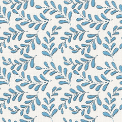  Embroidery floral seamless pattern on linen cloth texture