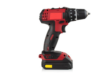 cordless drill, screwdriver on white background