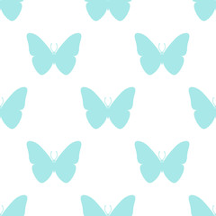 Seamless pattern. Colourful butterfly on white background.