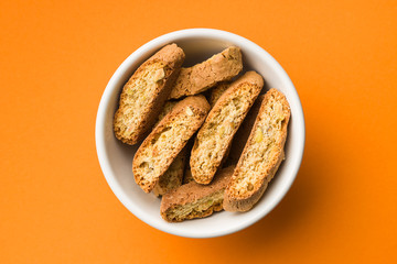 Sweet cantuccini biscuits. Italian biscotti.