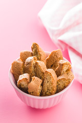 Sweet cantuccini biscuits. Italian biscotti.
