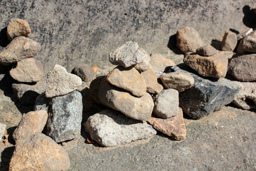 Pyramids and people of stones in the reserve Hrensko, Czech Republic. Trolls and chedo. Czech Switzerland. Bohemia. Pravcicka gate. Pravcicka brana