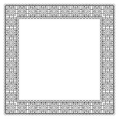 Square black and white floral framework. Decorative ornament in Arabic style. Tiles, arabesque. Ornate napkin. Swatch is included in EPS file.