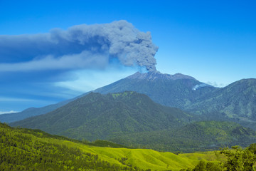 Eruption volcano and smoke emissions on the Gunung Agung, Bali, Indonesia