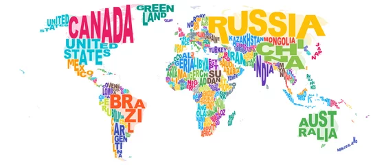 Papier peint photo autocollant rond Carte du monde World Map Word Cloud