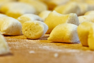 Fototapeta na wymiar Raw gnocchi ,dumplings