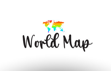 Fototapeta na wymiar World Map country big text with flag inside map concept logo