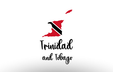 Trinidad and Tobago country big text with flag inside map concept logo